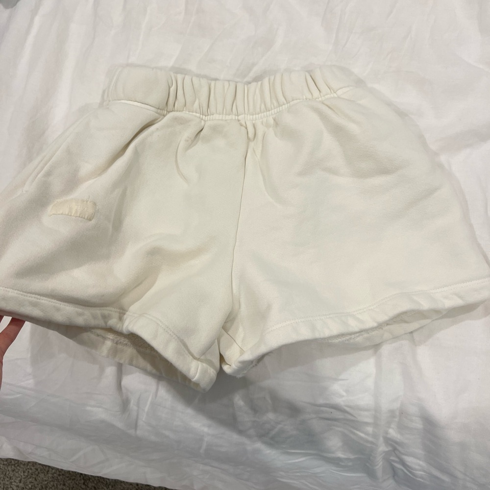 Cream set active sweat shorts in size small